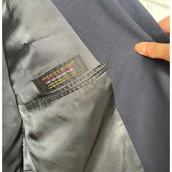 Hart Schaffner & Marx 44L 100% Wool Blazer Gold Buttons Jacket Long Navy Blue - Picture 7 of 9